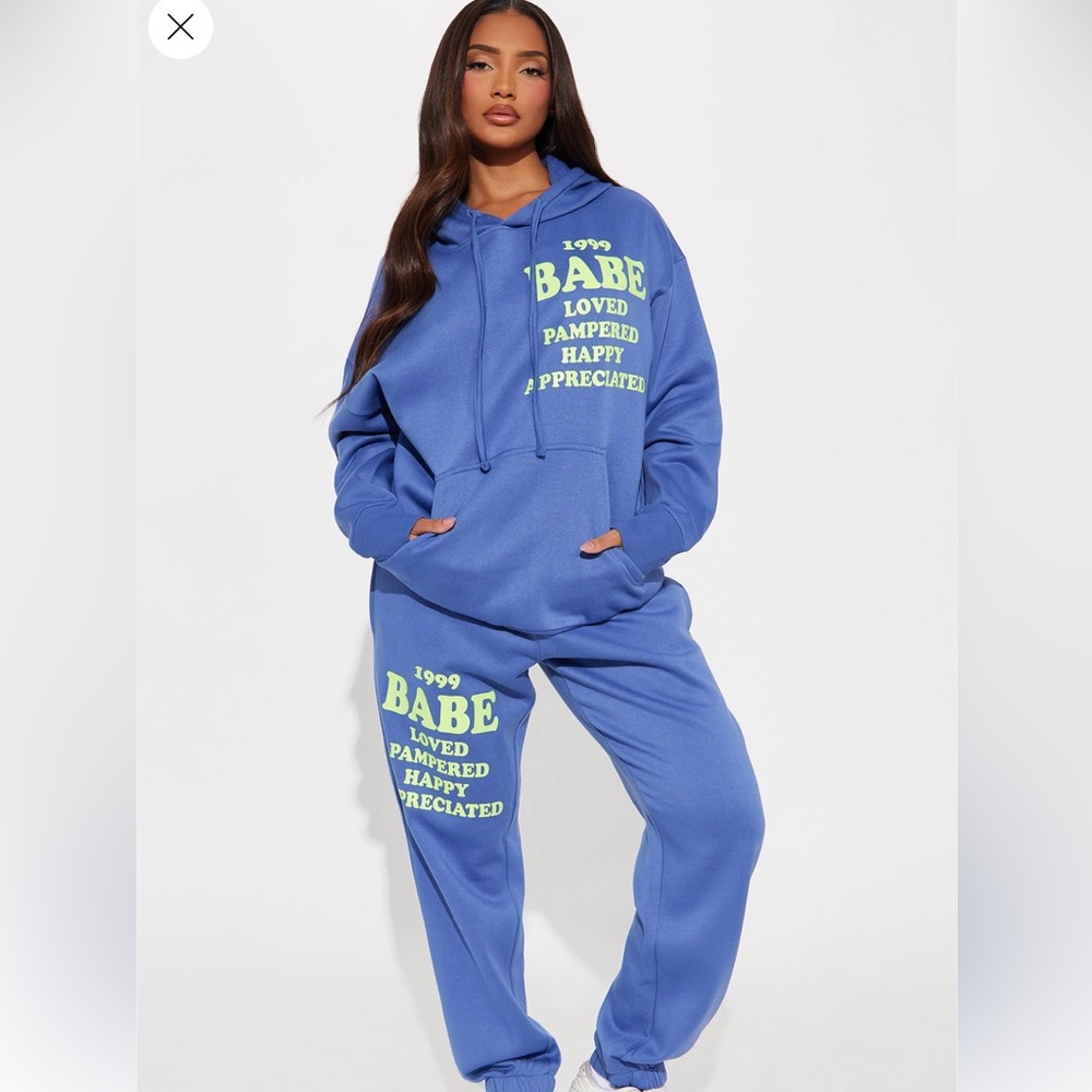 Vibrant Blue Graphic Hoodie and Joggers Set